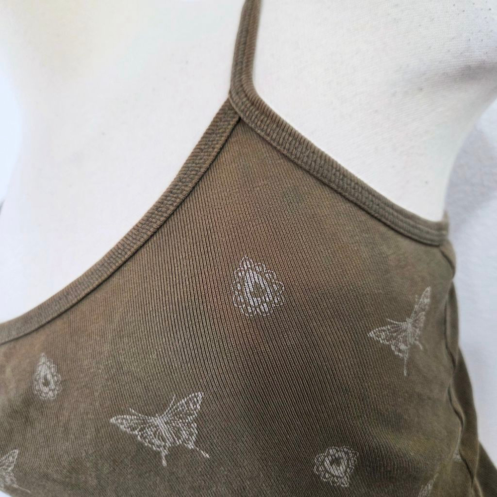 Vintage Maurice's 90's butterfly tank top dark green bandana women's y2k - Picture 3 of 4